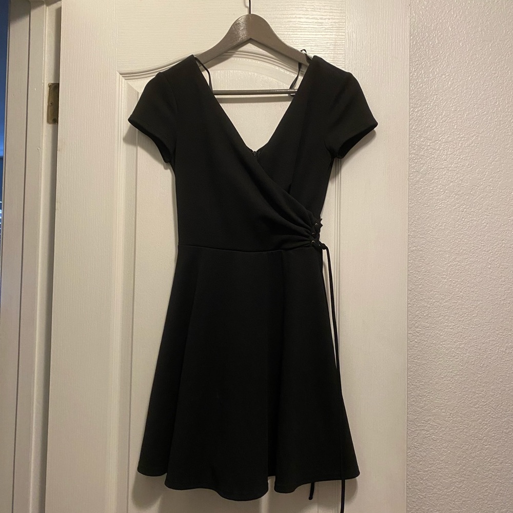 Black mini fit and flare dress